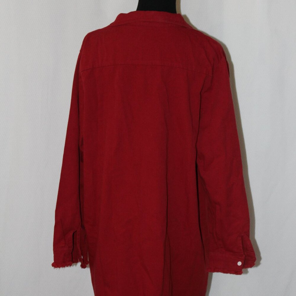 SALE! ZILCREMO Denim Shirt Dress Long Sleeve Button Down Casual RED XL NWT's - Picture 4 of 16